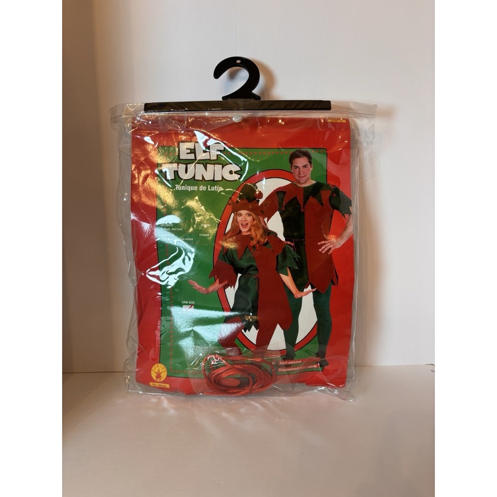 Rubie's Adult Elf Tunic Costume One Size Red Green Hat Belt Christmas Holiday